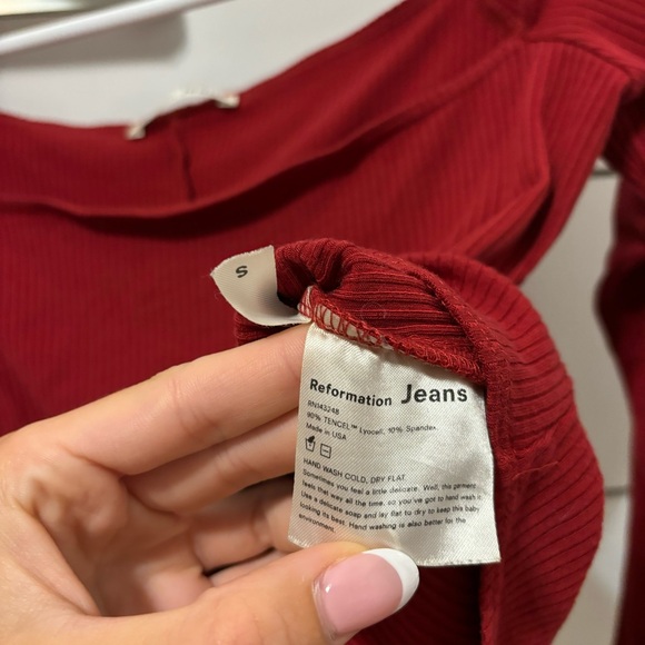 Reformation Red Square Neck Ribbed Bodysuit - Picture 5 of 7